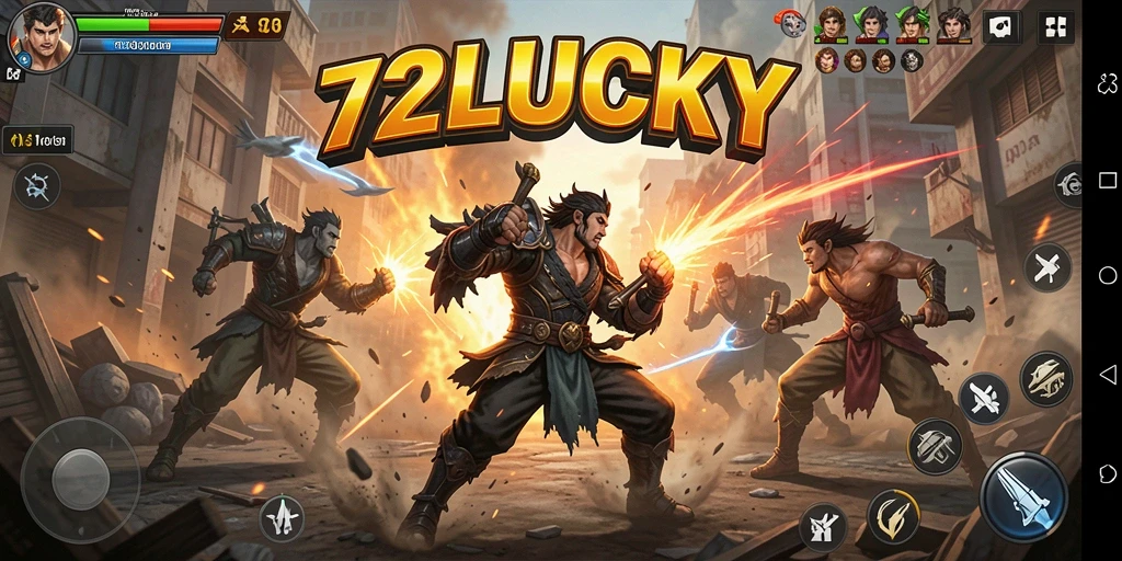 Gameplay 72LUCKY yang seru dan penuh aksi pertarungan.