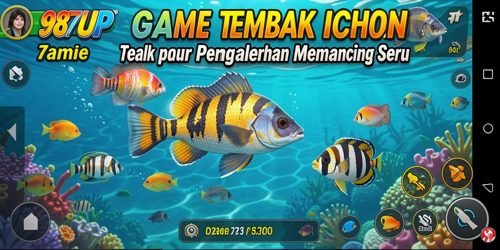 Tampilan gameplay menarik dari 987UP saat menangkap ikan.