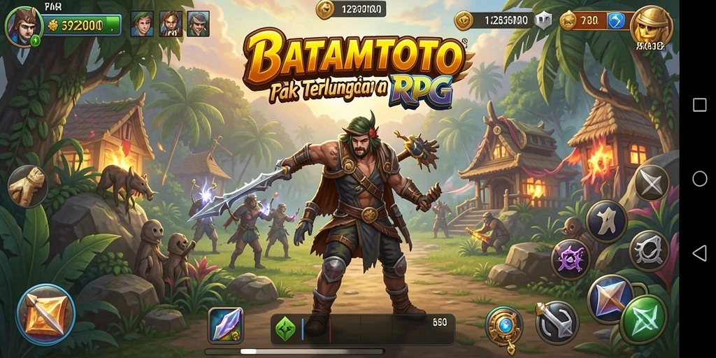 Screenshot gameplay BATAMTOTO yang menampilkan aksi pertarungan RPG yang mendebarkan.