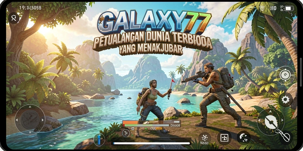 Tampilan gameplay GALAXY77 menunjukkan interaksi dunia terbuka yang dinamis.