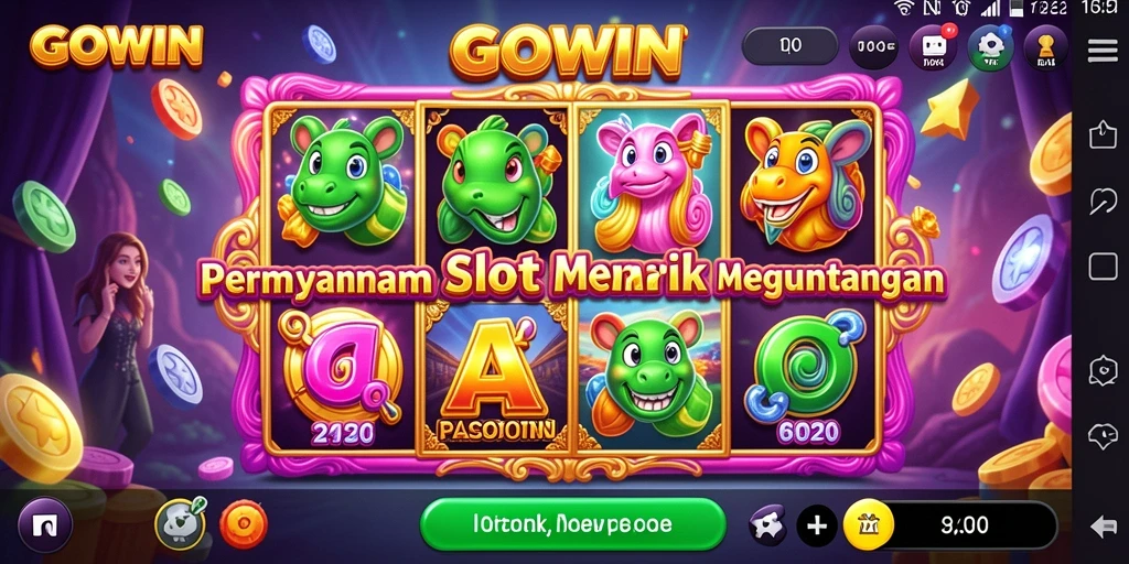 Screenshot GOWIN menampilkan gameplay slot yang penuh warna dan menarik.