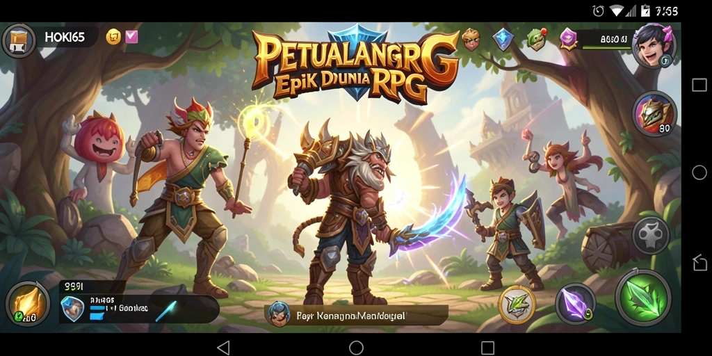 Tampilan gameplay HOKI65 yang menampilkan aksi petualangan RPG.