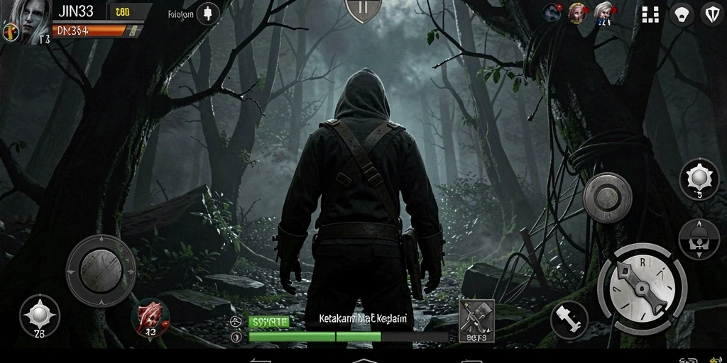 Screenshot utama JIN33 menampilkan ketegangan suasana Horror yang kental.