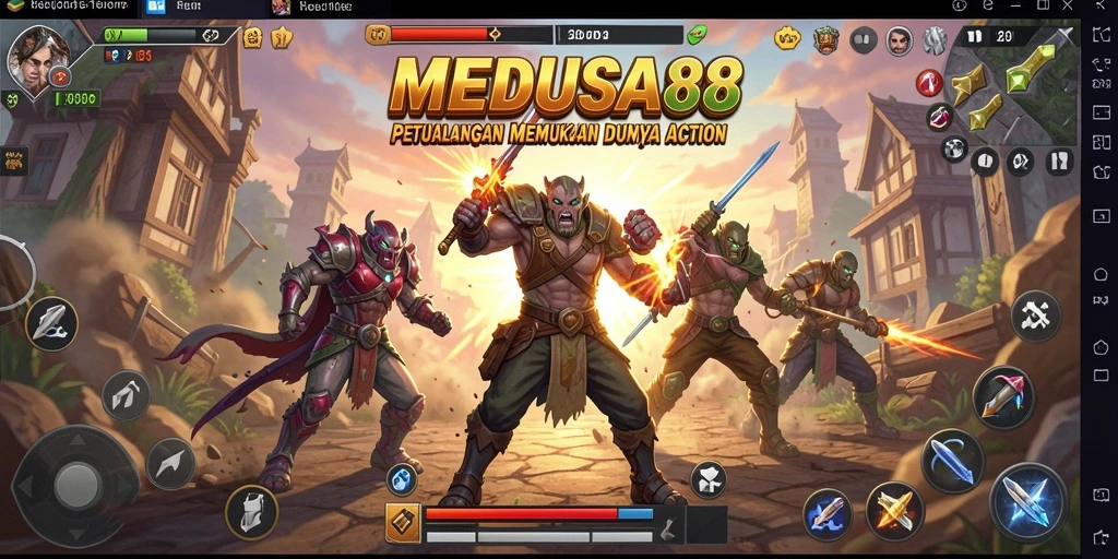 Tampilan gameplay seru MEDUSA88 di medan tempur yang mendebarkan.