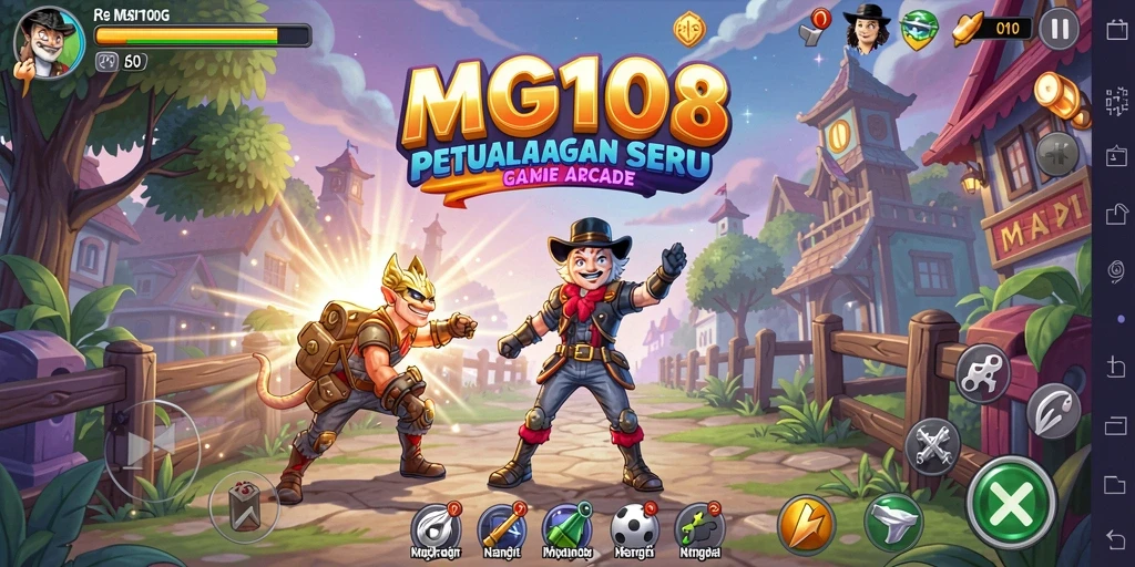 Tangkapan layar utama game MG108 menampilkan momen seru dalam gameplay arcade.