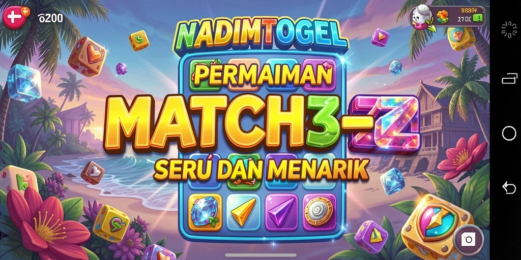 Screenshot NADIMTOGEL menampilkan keseruan gameplay Match-3 yang menantang.