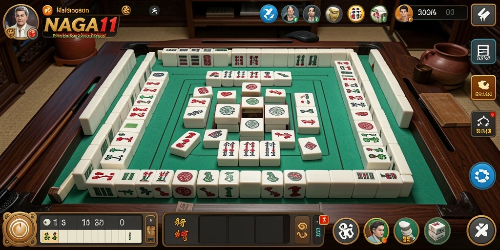 Screenshot NAGA11 menampilkan permainan Mahjong yang menarik dan interaktif.
