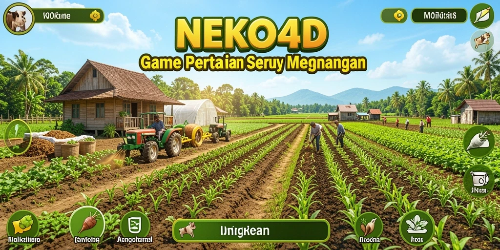 Screenshot gameplay NEKO4D yang menunjukkan aktivitas bertani.
