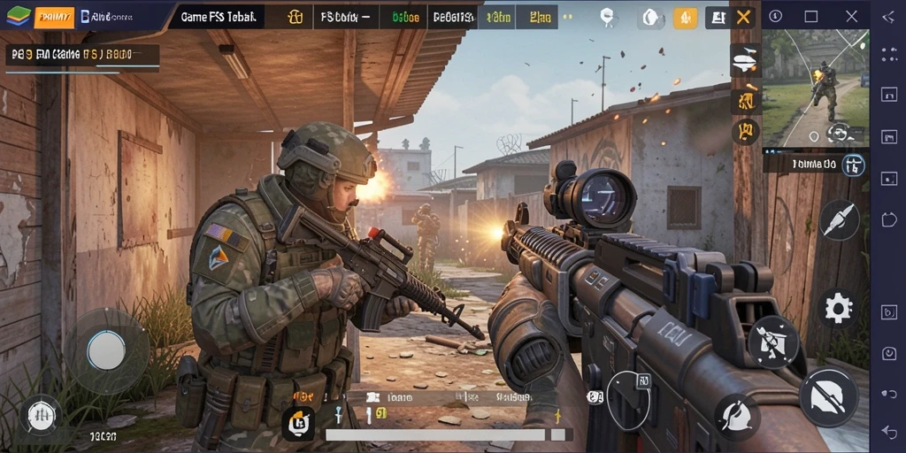 Screenshot gameplay PRIMA77 dengan aksi tembak-menembak yang intens.