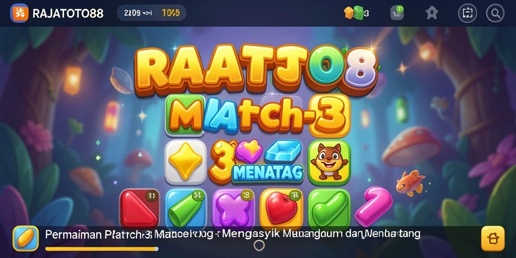 Tampilan gameplay seru dari RAJATOTO88 saat menyelesaikan puzzle Match-3.