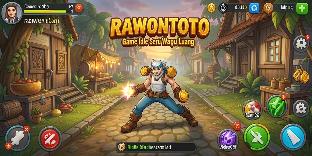 Screenshot gameplay RAWONTOTO menunjukkan keseruan dalam mengumpulkan sumber daya.