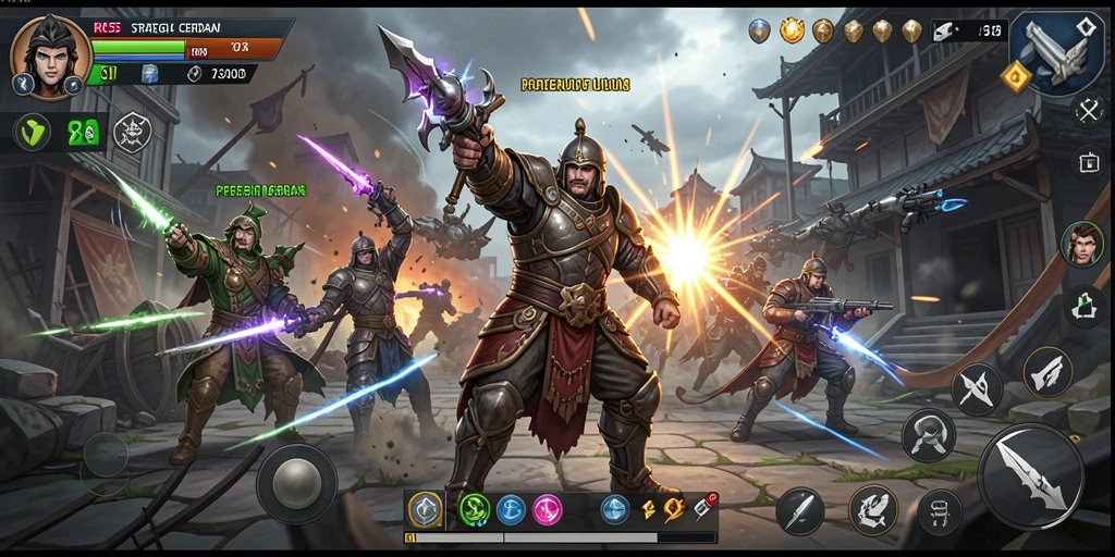 Tampilan gameplay RK55 dengan pertempuran strategi yang intens.