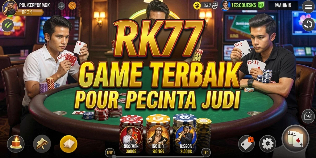 Screenshot RK77 menunjukkan gameplay Poker yang menegangkan dan seru.