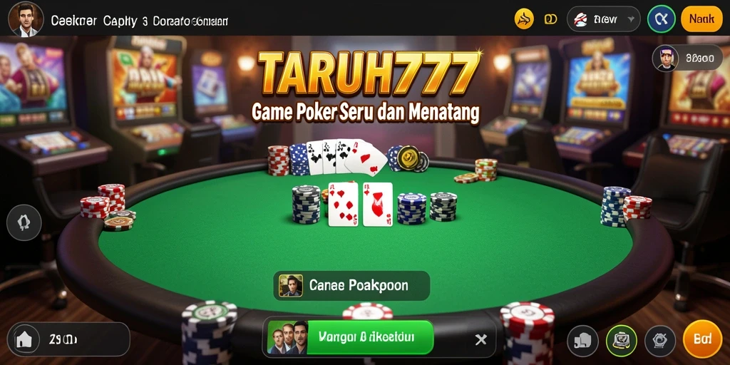 Tampilan utama TARUH777 dengan gameplay poker yang mendebarkan.