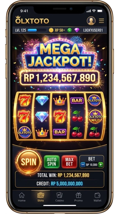 Screenshot dari aplikasi olxtoto yang menunjukkan berbagai kategori yang tersedia.